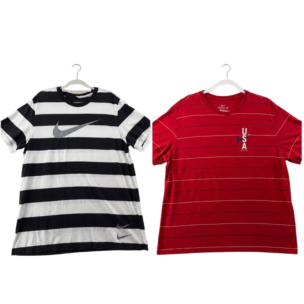 Nike Striped T-Shirt Bundle‎ Mens X-Large Red Black White Casual Street Hip Hop